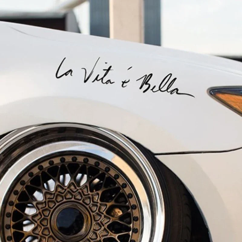 Car Stickers La Vita E Bella Beautiful Life New Cool Style Label Decal Personality PVC Waterproof Sunscreen 15CM - Image 2