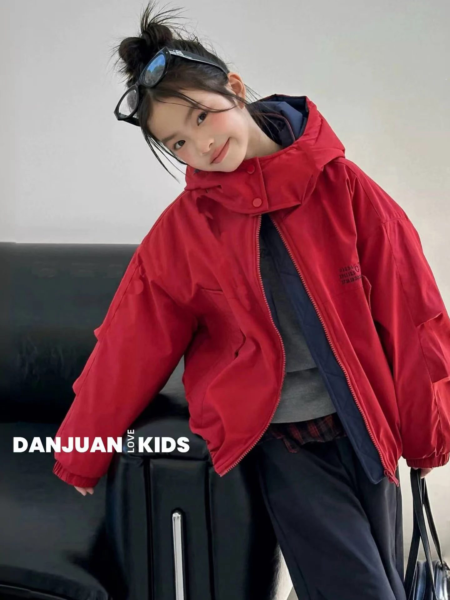 thiened-fce-children's-parka-coat-for-girls-warm-autumn-winter-outerwear-stand-fit-korean-sle-zipper-closure-plaid