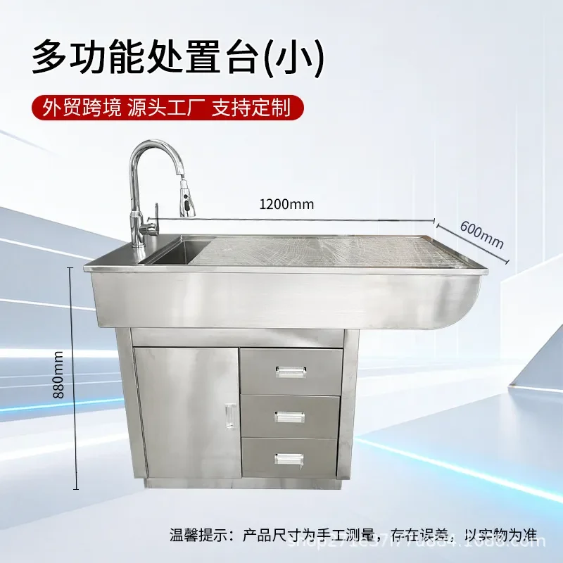 304 Stainless Steel Grooming Table for Cats and Dogs Pet Washing and Planing Station Veterinary Treatment Surface