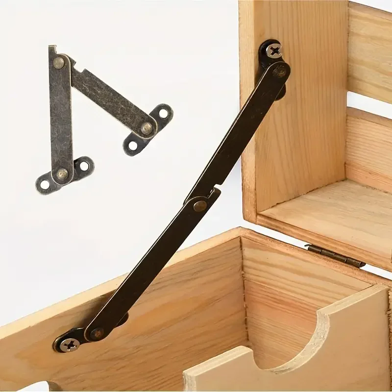 6Pcs Rustic Bronze Folding Lid Supports - Durable Hinges with Adjustable Stay Function - Cabinets