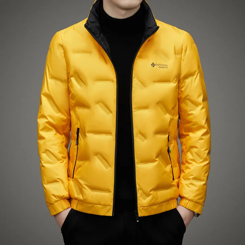 High Quality 2024 Autumn Winter Men's Bright Duck Down Jacket Business Casual Warm Puffer Coat Outwear Lightweight Down Clothing