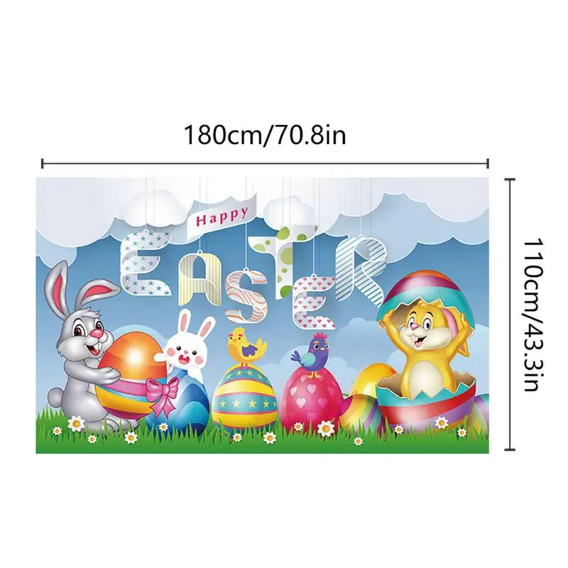 Happy Easter Backdrop 180x110cm Spring Easter Photography Banner Cloth With Bunny And Eggs Pattern Easter Photo Background