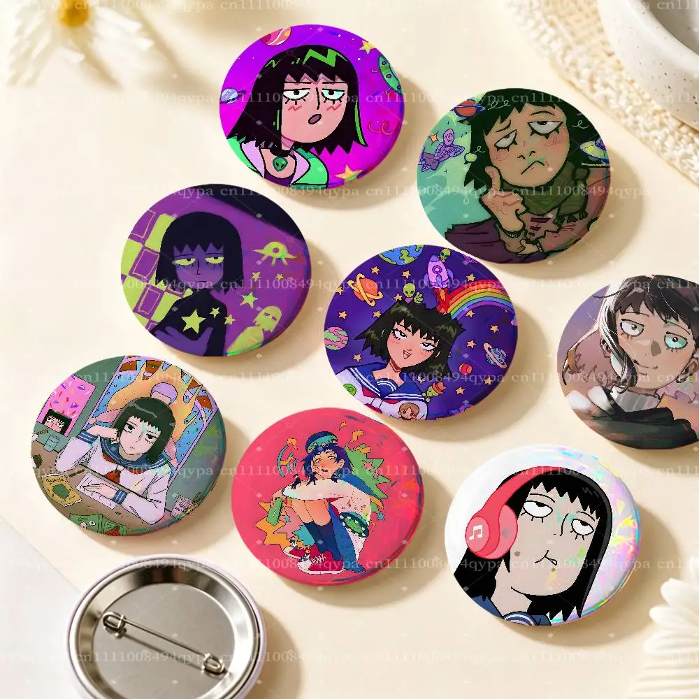 T-Tome M-Mob Psycho Mp100 Pin Round Circle Shape Metal Button Pin Badge Pinback Decoration Gifts Clothes Decor