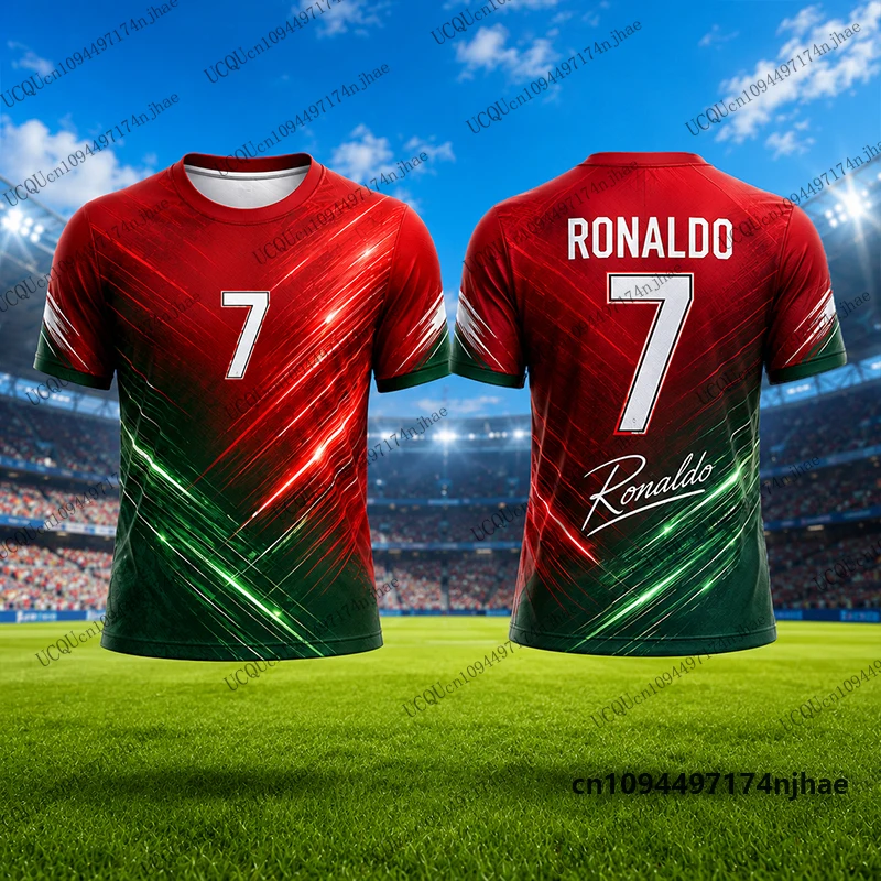 2-teilige Kinder-Trainingsanzüge Fußballtrikot Ronaldo # 7-teiliges T-Shirt+Shorts-Set, Freizeitanzug, Sportkleidung für Kinder/Erwachsene – Detail 9