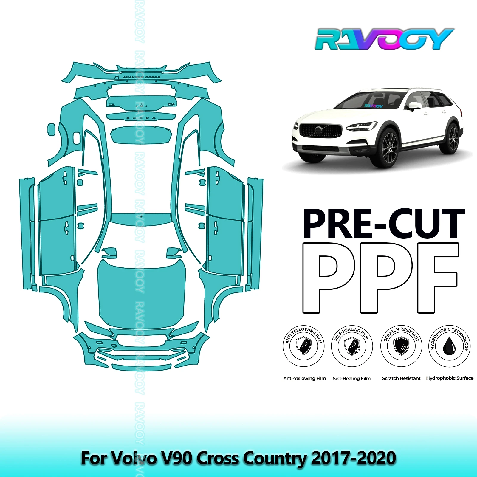 

Car Precut Paint Protection Film Full Vehicle Anti-scratch Exterior TPU PPF For Volvo V90 Cross Country 2017-2020
