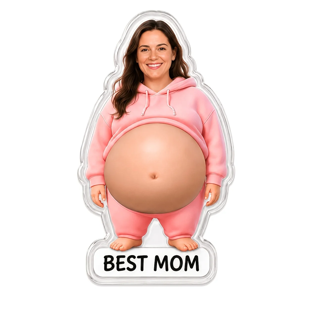 Customized photo avatar Soft belly refrigerator magnet, women personalized customized name text can squeeze belly Acrylic refrig