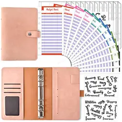 A6 Binder Budget Planner Notebook Covers Folder A6 Size 6 Hole Binder Pockets Plastic Binder Zipper Money Saving Envelope