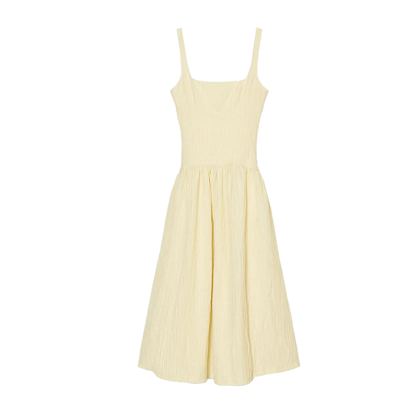 Nuevo vestido Midi sin mangas de verano para mujer, vestido con cuello cuad, estilo informal, fibra de poliéster en forma...