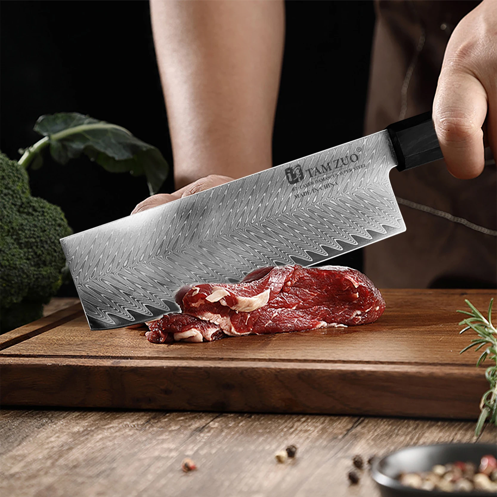 67 طبقة دمشق الصلب اليابانية تقطيع السوشي الساطور ساشيمي 62HRC صلابة عالية سكين المطبخ اللحوم الساطور مع صندوق هدية