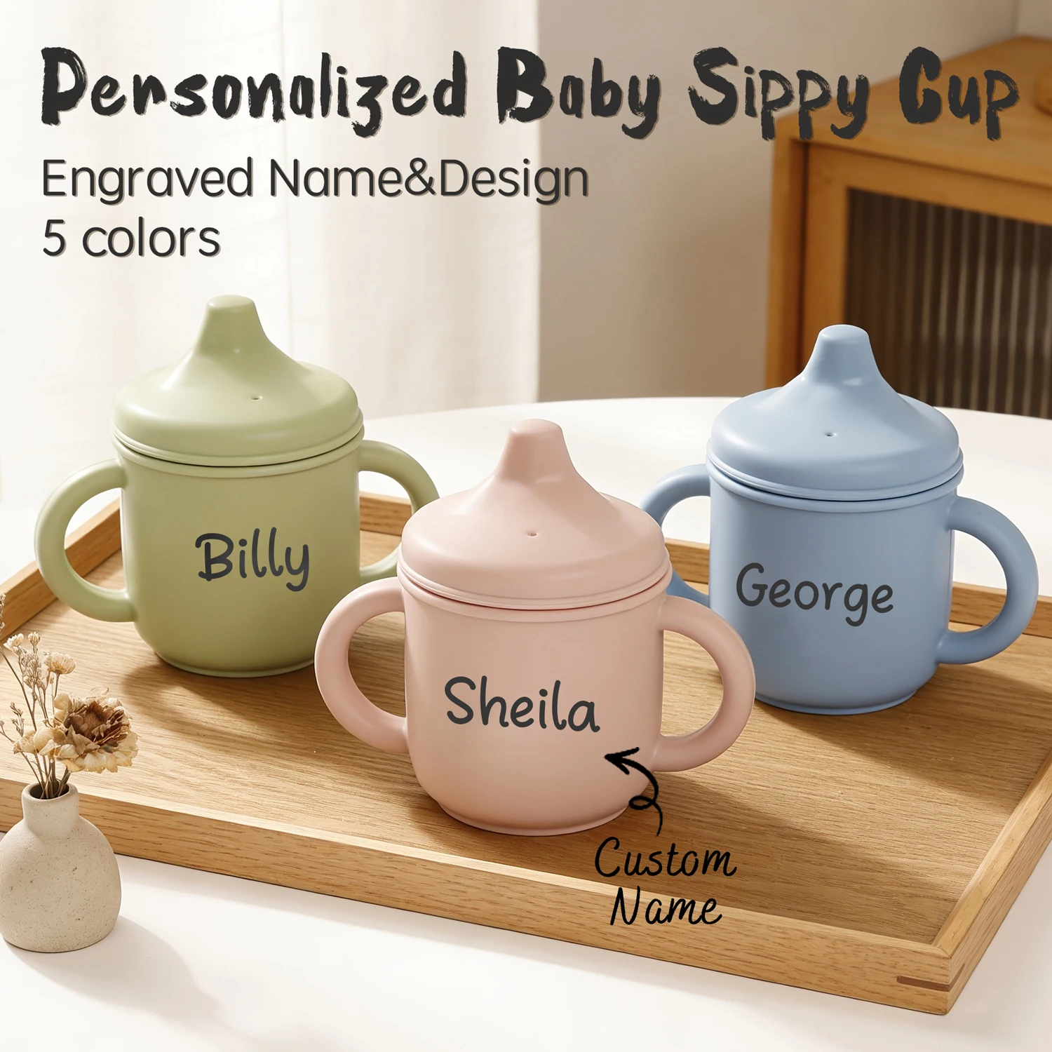 

Персонализированная детская чашка-поильник с носиком в форме утиного клюва, 5 цветов, силиконовая тренировочная чашка, подарок на рождение ребенка