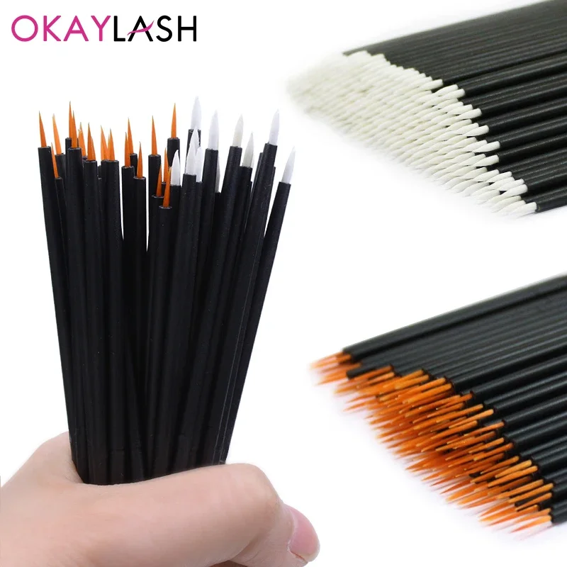 OKAYLASH 50 unids/lote delineador de Gel reutilizable pinceles para decoración de uñas pluma de pintura delineador de ojos desechable herramientas de maquillaje de belleza para ojos