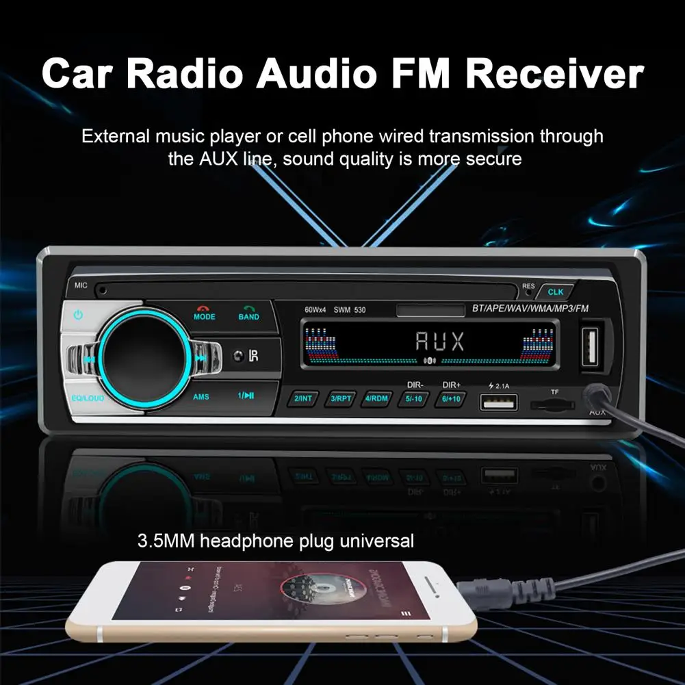 

Car Radio Receiver 1 Set Useful Power Cord 65W Car Radio Receiver MP3 Car Supply