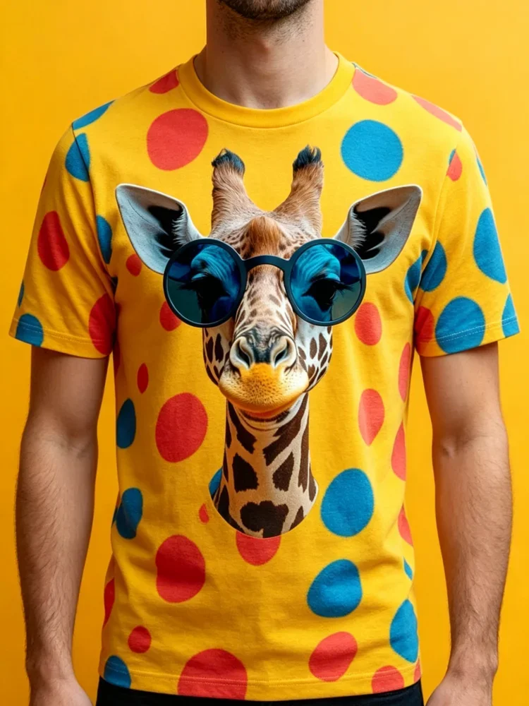 3D Lustiges Giraffen-Grafik-T-Shirt für Männer und Frauen Hip-Hop Streetwear Sommer Lässiges O-Neck Tee Tops Modische Herrenkleidung