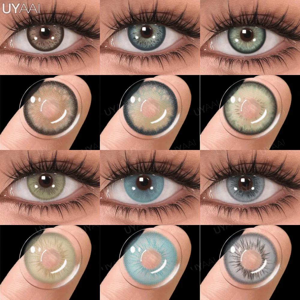 UYAAI 1 Pair Color Contact Lenses for Eyes Graduated Blue Fashion Optical Lenses Green Pupils Gray Natural Eye Contacts