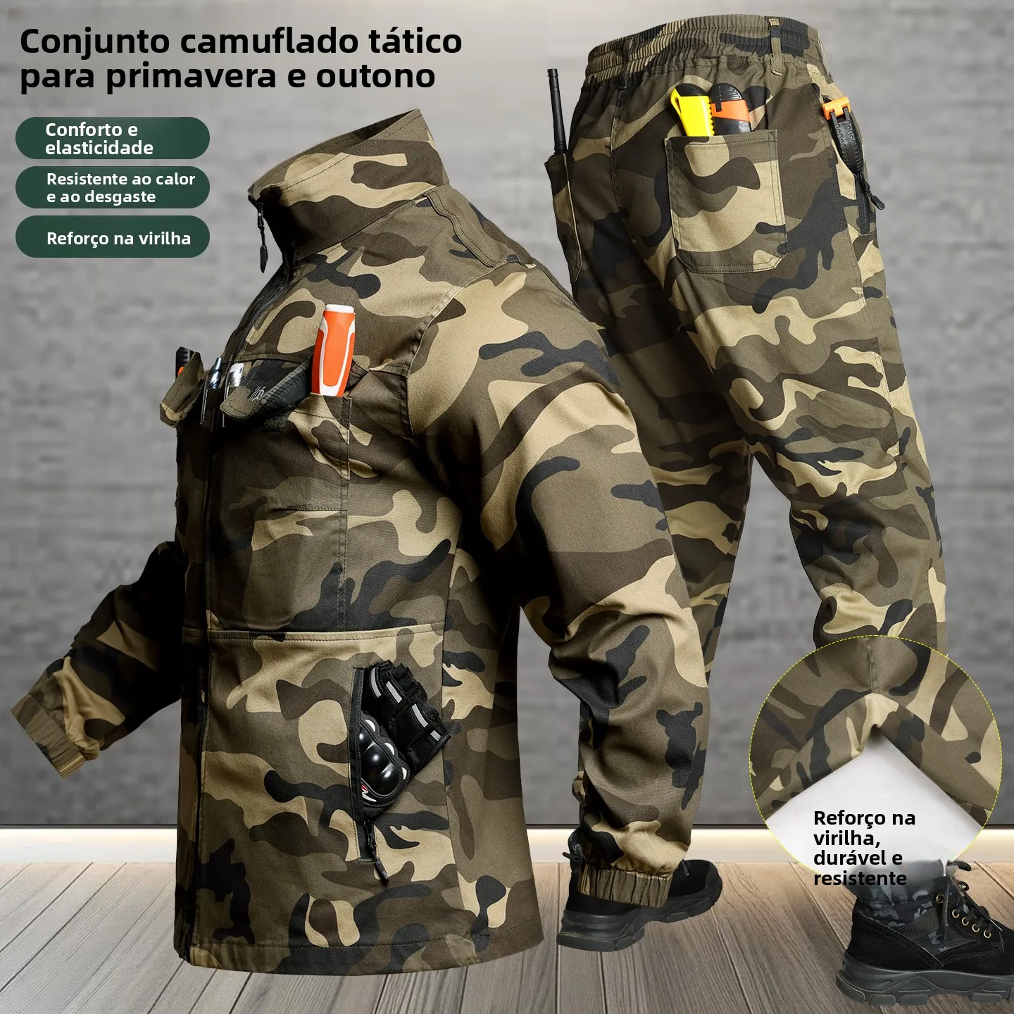 純綿弾性作業服セットメンズ電気溶接自動車修理保護服耐摩耗性耐熱屋外建設作業服春秋