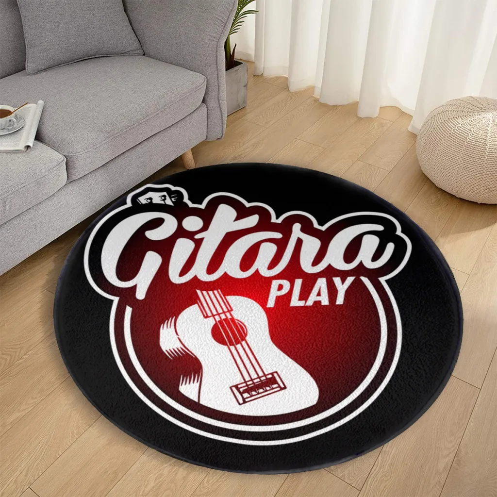 Fender Guitar Sound Insulation Pad, Music Area Rug, Circular Carpet, Living Room, Bedroom, Sofa, Non-Slip Floor Mat