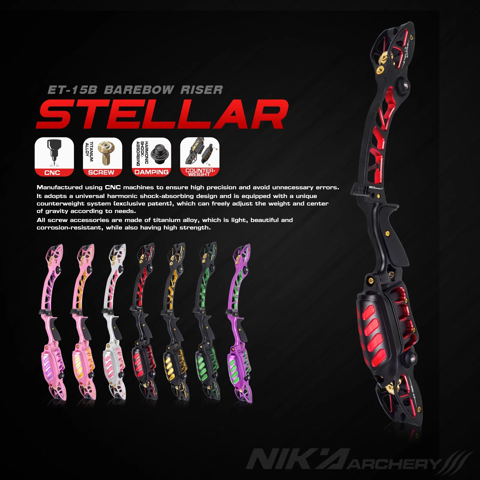 1set Archery 25inch ILF Right Hand Recurve Bow Riser Traditional  Bows ILF ET-15B Protoss Recurve Bow Comprtition Handle Riser