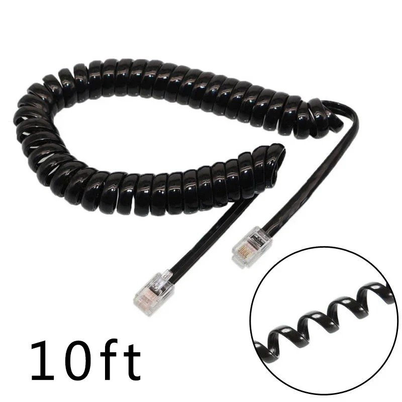 RJ9 Telephone Extension Cable Connector Handset Phone Extension Cord Curly Coiled Cable Spring Wire 4P4C 6Ft/1.85m