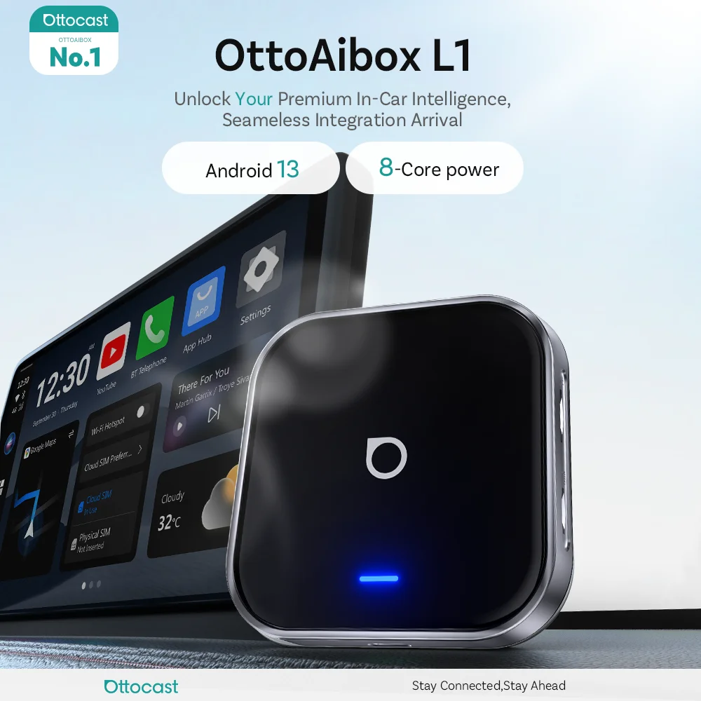 Ottocast L1 Kabelloses CarPlay AI Box 4GB+64GB Android Auto Smart TV Box Autosystem Cloud SIM 4G WiFi 6 ESIM für Benz