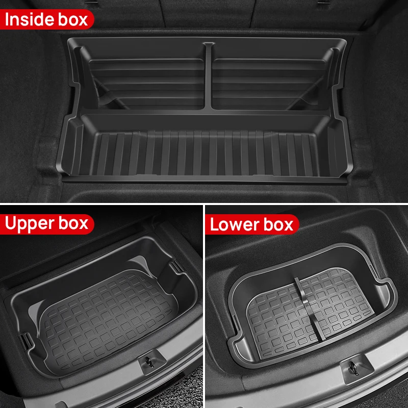 Car Accessories For Tesla Model Y 2021 2022 2023 Trunk Side Storage Box Space Fire Extinguisher Partition Decoration Organizer