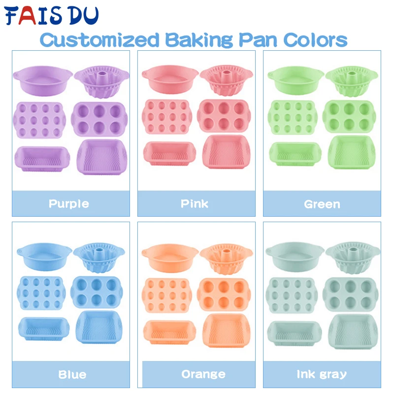 

FAIS DU 6PCS Silicone Mold Sets Muffin Cup Toast Baking Pan for Pastry DIY Cake Mold Bakeware Cake Decoration Accessories