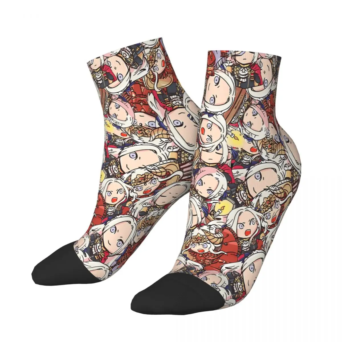 Fire Emblem Three Houses Chibi Edelgard Collage Japanese Ankle Socks Male Mens Women Autumn Stockings Polyester