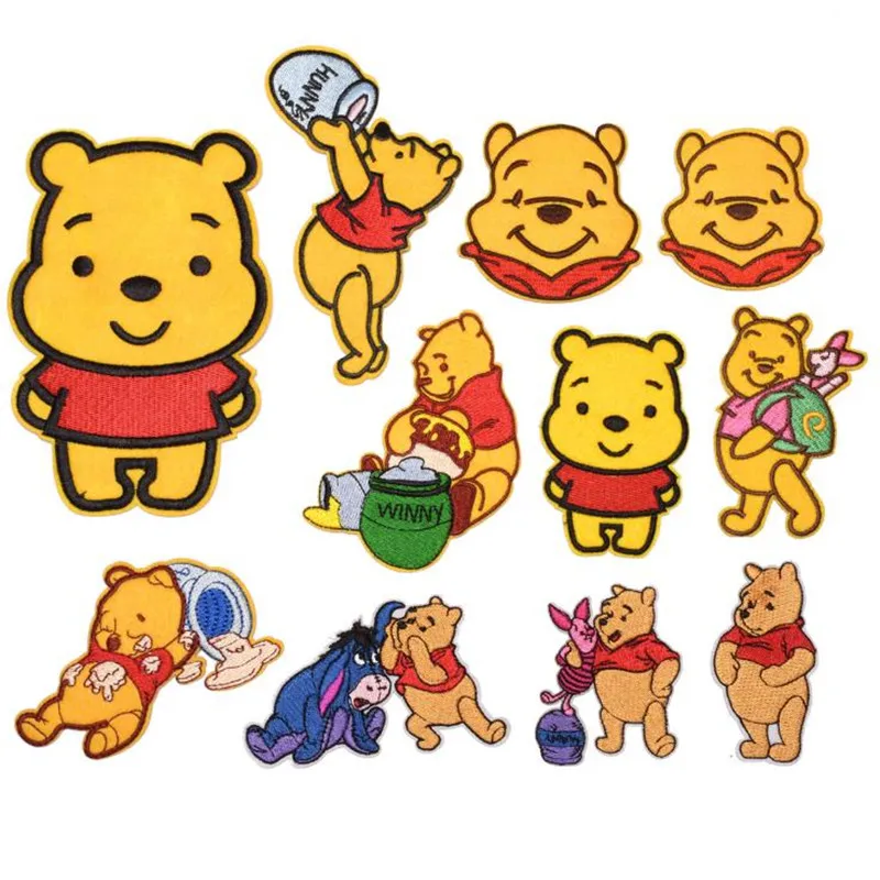 Iron on Transfers for Clothing Thermo Patches on Clothes Cool Bear Winnie Stickers Iron on Heat Transfer Patches Stripes Badge ﻿