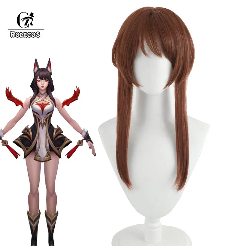 

CosplayROLECOS Game Immortalized Legend Ahri Cosplay Wigs Ahri 65cm Long Straight Brown Braided Wig Heat Resistant Synthetic Ha