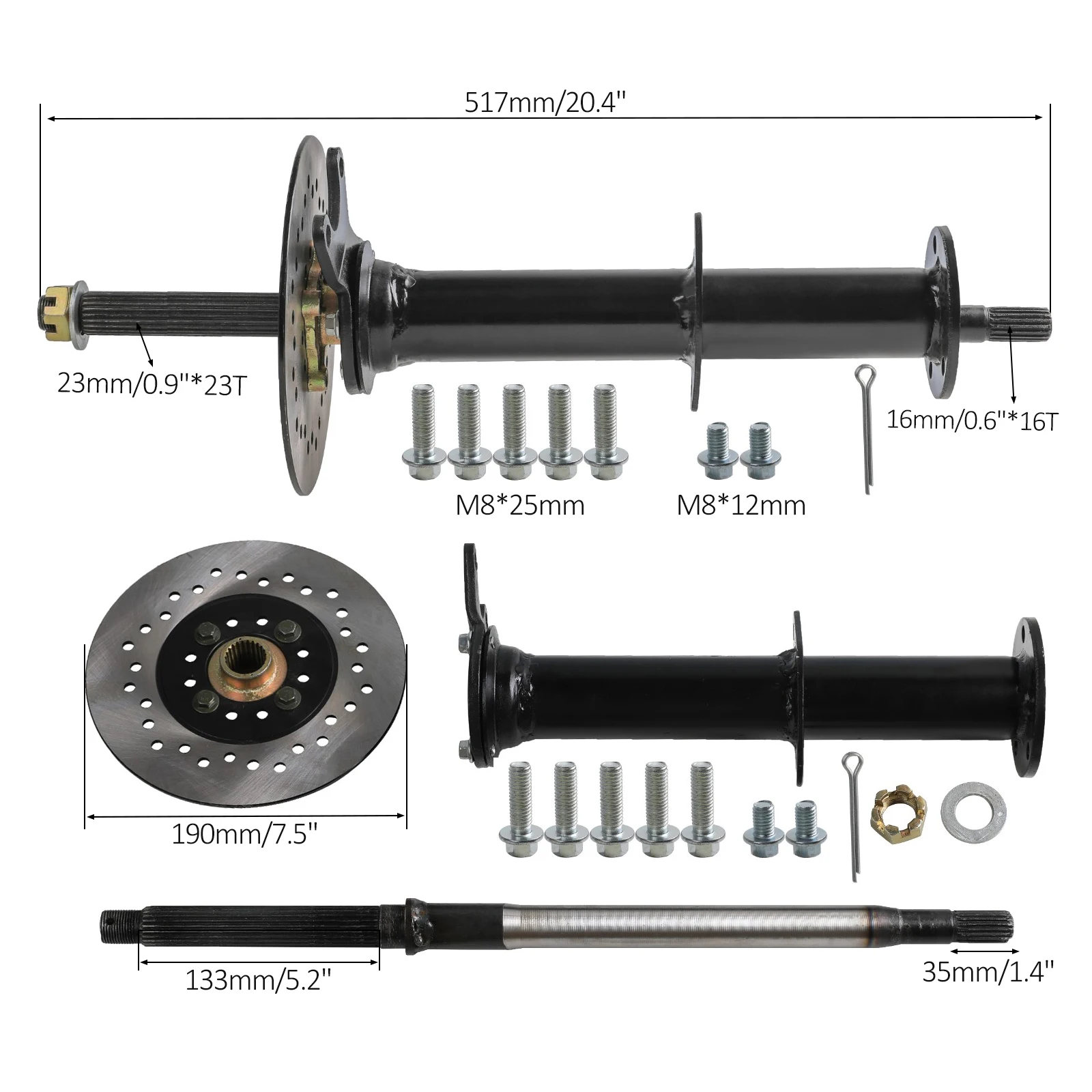 

Комплект заднего дифференциального моста 40 дюймов с двигателем постоянного тока 48В 1000Вт для самостоятельной сборки квадроцикла, багги, картинга