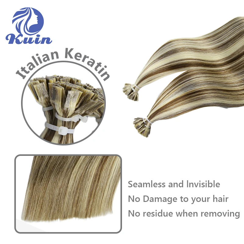 Flat Tip Hair Extensions Real Human Hair Natural Fushion Hair For Women Tip Keratin Human Hair Extensions Ombre Blonde Color