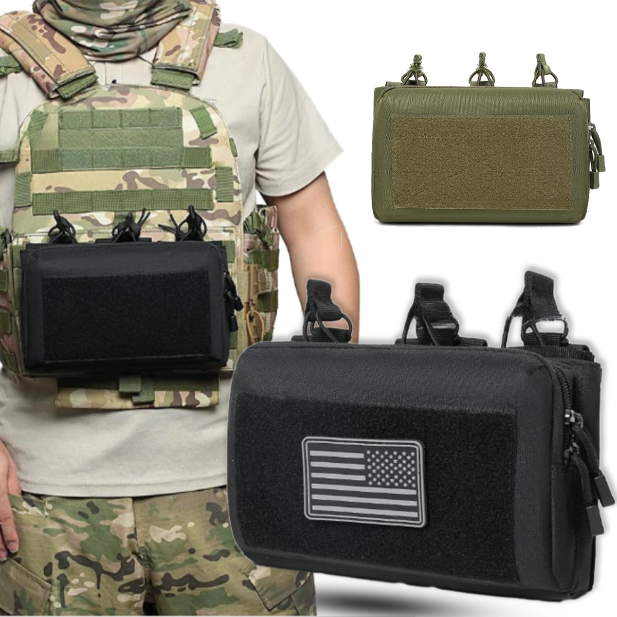 

Tactical Sundries Storage Bag Airsoft Vest Chest Bag Triple Magazine Pouch Molle Outdoor Field Hunting Equipment Accessory Pack