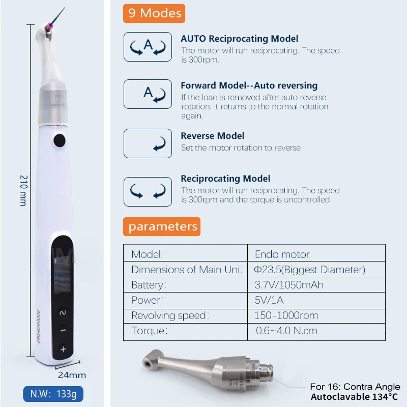 16: 1 Wireless Dental LED Endo Motor Apex Locator Endodontic Root Canal Fit Files Endodontics Instruments