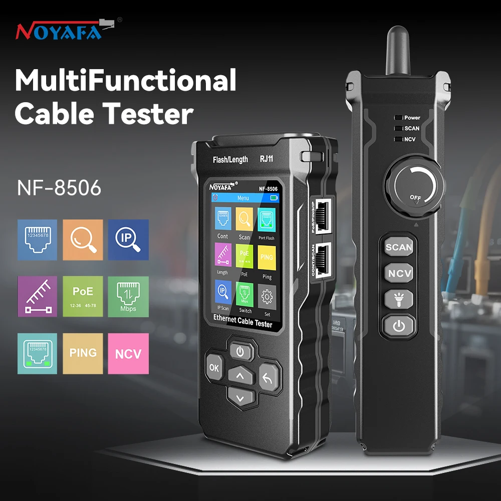 Noyafa Network Cable Tester with IP Scanner/PING Test Ethernet Cable Tester LCD Display Cable Tracker CAT5 CAT6 Networt Tools