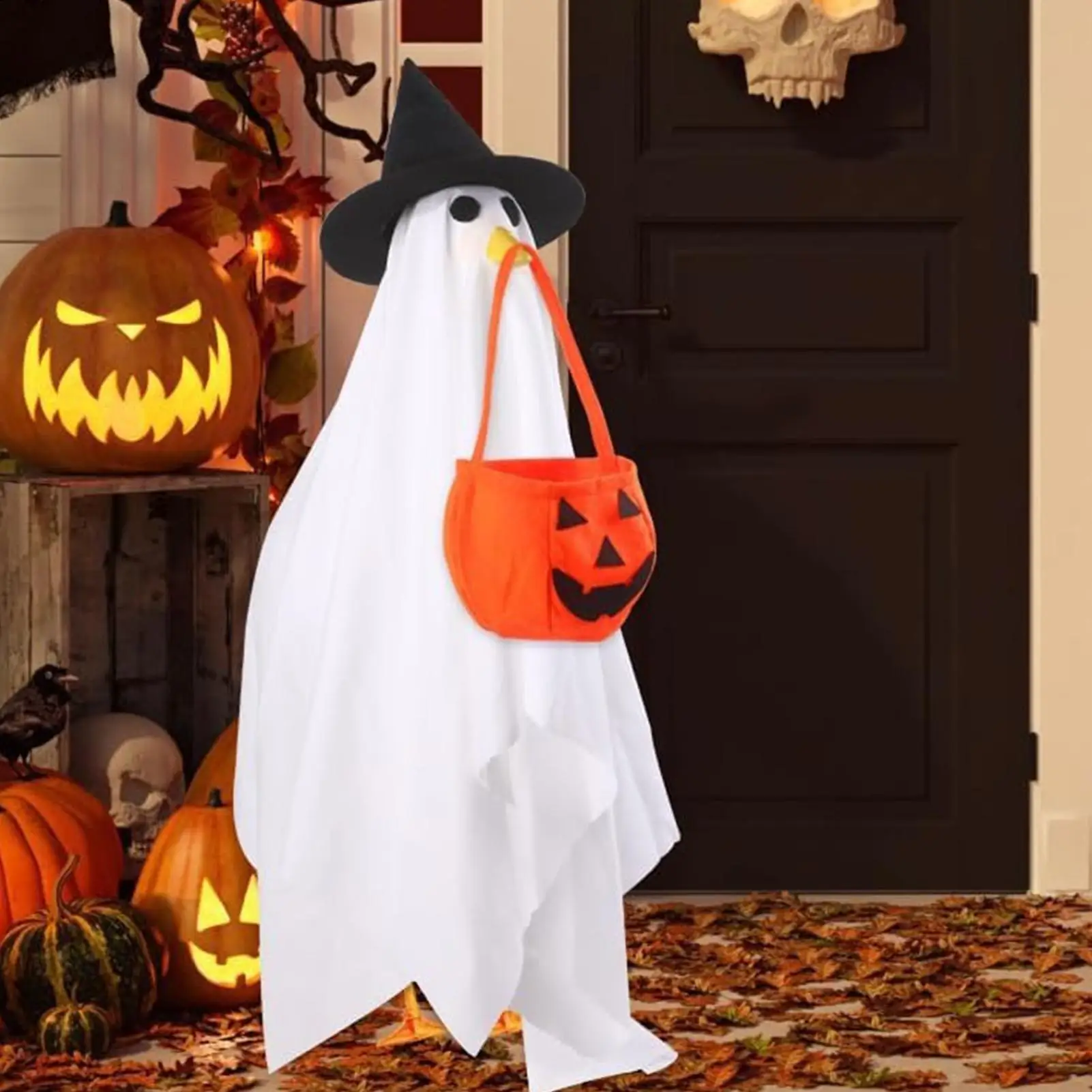 

Крыльцо, гусеница, наряд на Хэллоуин, призрак, праздник, крыльцо, костюм призрака, статуя газона, одежда на Хэллоуин для двора, осенний сезон