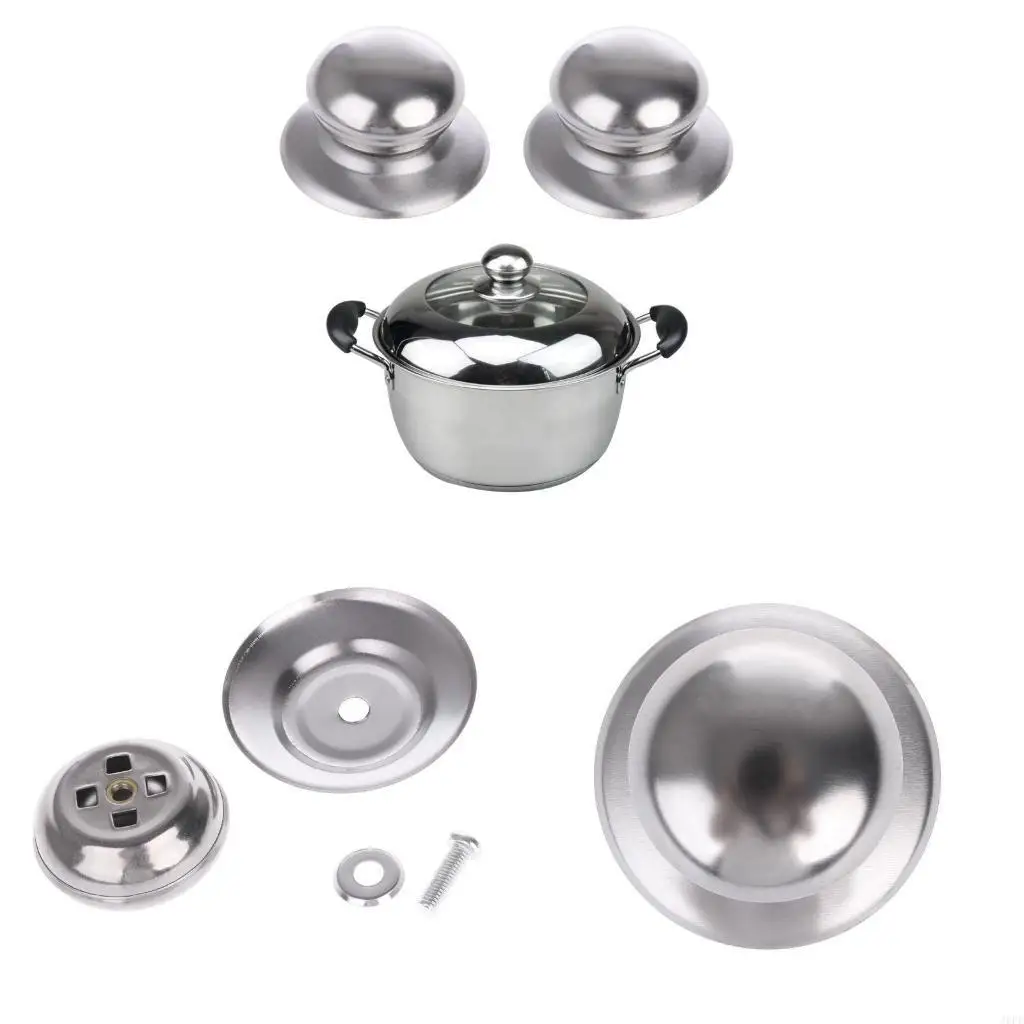 J6PE 2Pcs/Set Universal Kitchen Cookware Replacement Pan Lid Handle Pot Pan Cover Circular Holding Knob Screw Handle
