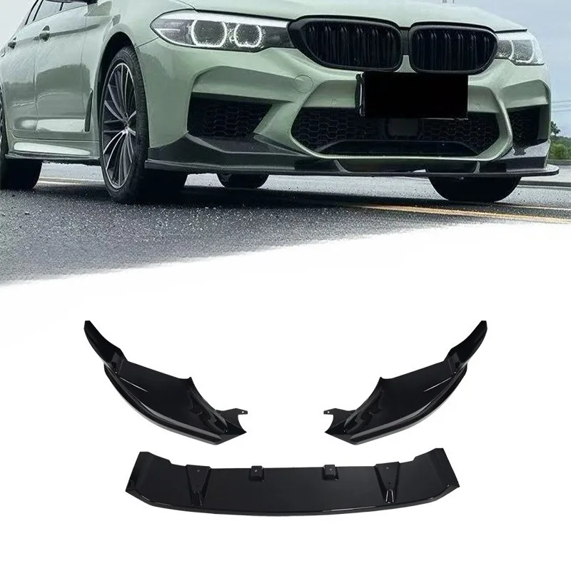 

For BMW M5 F90 2017-2020 Real GT Style 3 Piece Front Lip Spoiler Gloss Black ABS Direct Fit Sporty OEM Look Exterior Upgrade