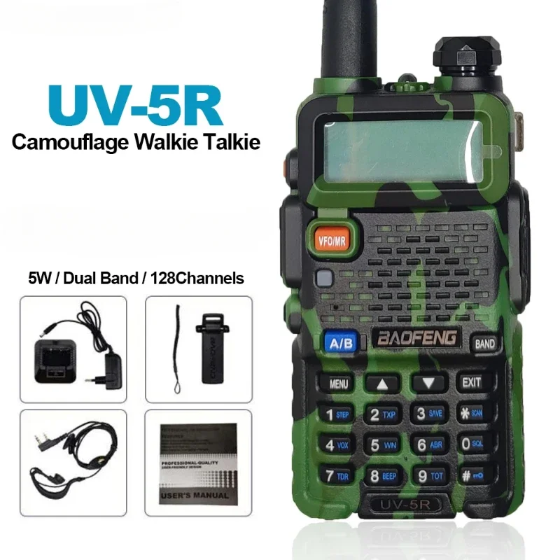For BAOFENG UV-5R Camouflage Walkie Talkie BF-UV5R Portable Two Way Radios 5W Dual Band 128CH 1800mAh Wireless Communicator
