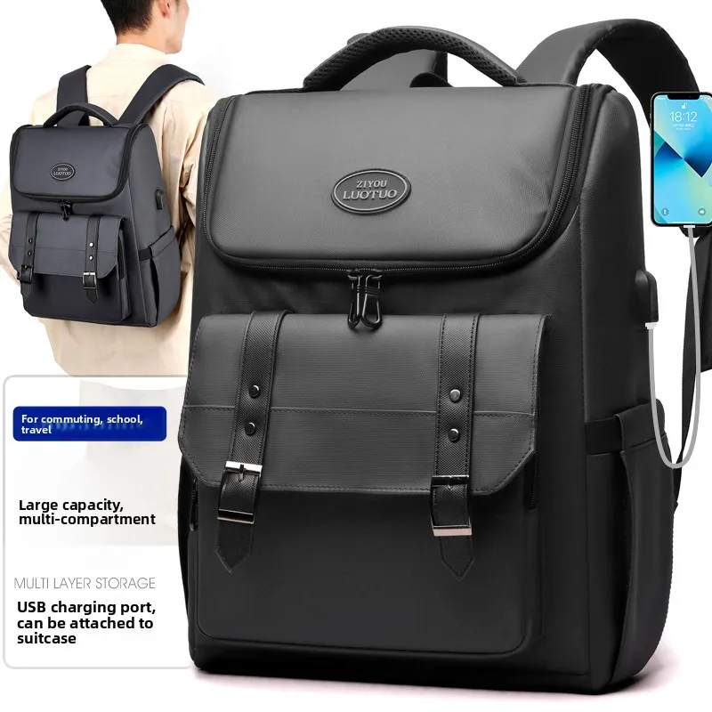 

2025 New Busin Commuter Men's ort Trip Travel Laptop Bapa Faionable Student Bookbag Dual oulder Strap Zipper Clo...