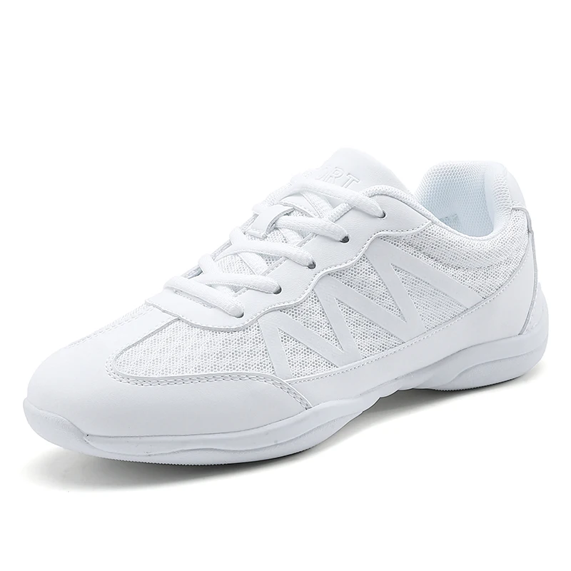 Zapatillas de gimnasia transpirables de tejido ligero, blancas, para mujeres, zapatillas de baile para animadoras, zapatillas deportivas para estudiantes, zapatillas de entrenamiento para animadoras, para niñas y niños.