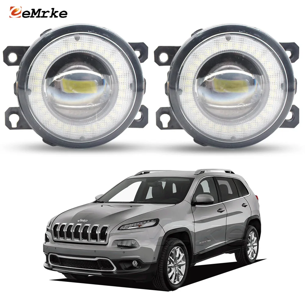 Upgrade Glass Lens LED Car Fog Lights for Jeep Cherokee KL 2015 2016 2017 2018 Angel Eyes External DRL PTF Daytime Running Lamp