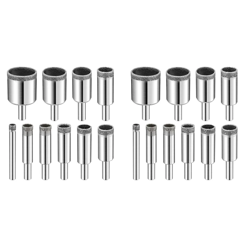 

BAAJ-Diamond Drill Bits Set, 20 PCS Diamond Hole Saw Set, Glass Drill Bit For Tile Porcelain Marble Granite Bottles