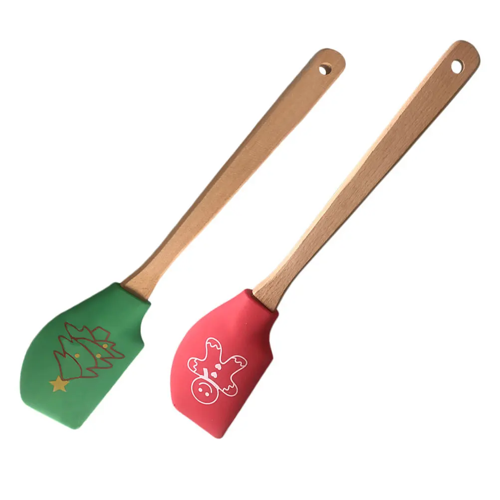 

2pcs Baking Scraper Christmas Design Silicone Spatula Cream Spreader Butter Tool Pastry Kitchen Cooking Supply Baking Tool