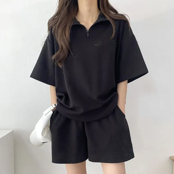 ANorac half-up short-sleeved short-sleeved short-pants set-up women's set