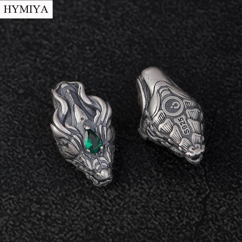 Real 925 Silver Dragon Tibetan Guru Bead Sterling Buddhist Three-way Bead Jewelry Loose Bead