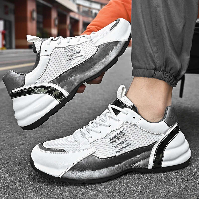 

2022 New Summer Outdoor Sneakers Trend Soft Walking Footwear Mesh Breathable Mens Trainers Brand Height Increasing Running Shoes