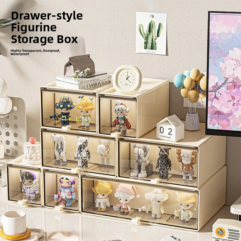 

Прозрачный ящик для хранения игрушек, витрина, пылезащитный органайзер для фигурок, кубовидное пластиковое боковое отверстие для коллекционных фигурок