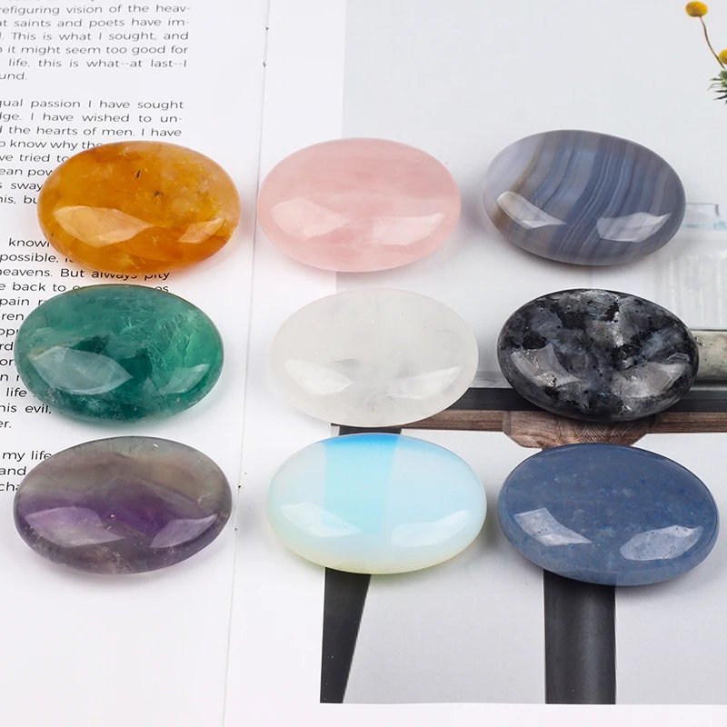 1-2 Pcs Hot Stone SPA Massage Crystal Jade Palm Stone Hand Massager Agate Gemstone Chakra Decor Product