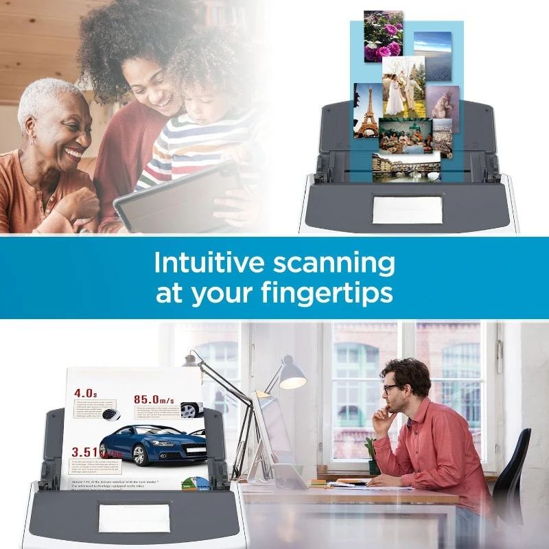 Photo and Document Scanner, Wireless or USB, High-Speed, Cloud Enabled, Large Touchscreen, Auto Document Feeder, Mac or PC