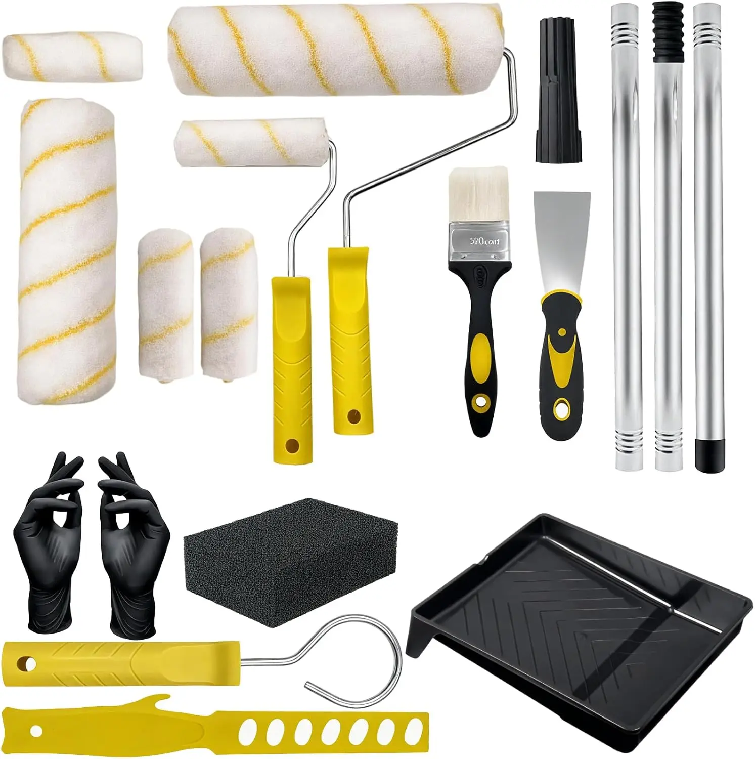 

Набор для покраски из 18 предметов: валики, удлинитель, валиковые чехлы, лоток и кисти для профессиональной покраски стен и потолков