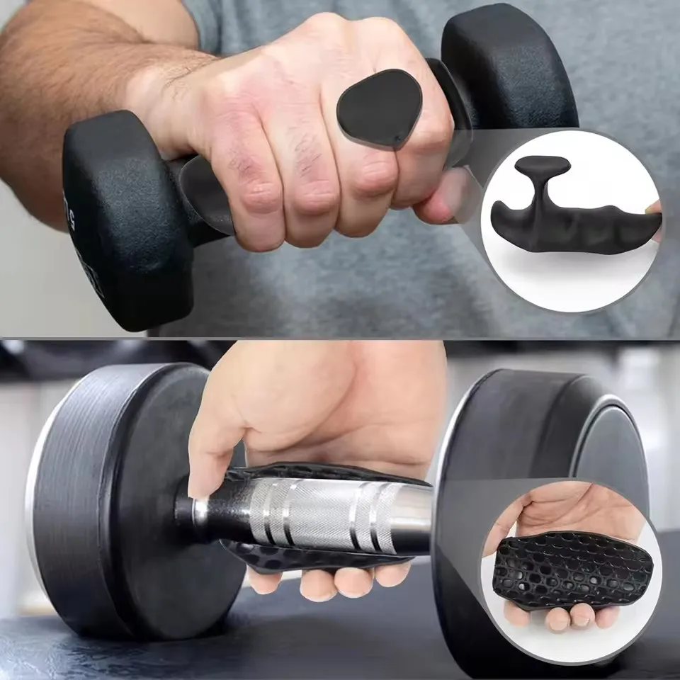 Rutschfeste Griffe für Gewichtheben, Klimmzüge, Fitnesstraining, Unisex Ergonomische Gummi-Handschützer, Kraftverstärker-Handschuhe – Detail 4